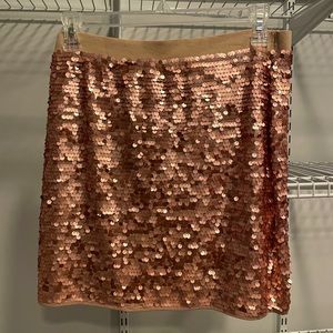 BCBG Maxazria Rose Gold Sequins Mini Skirt